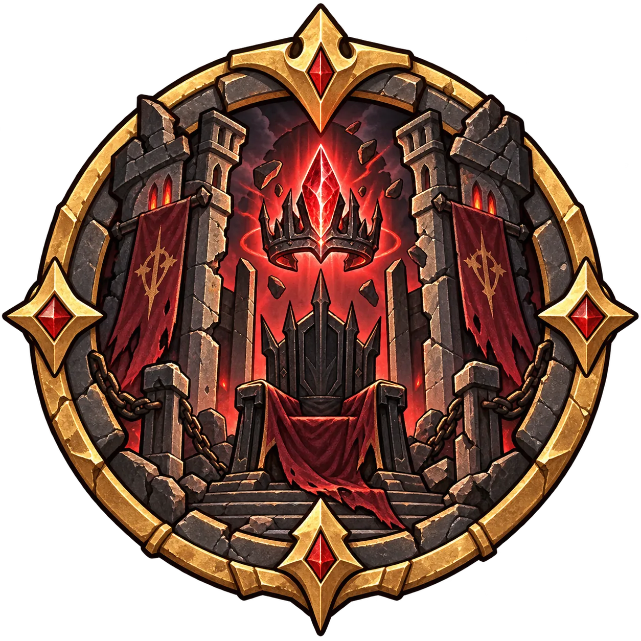 붉은 왕관과 왕좌가 빛나는 심연의 옥좌 입구